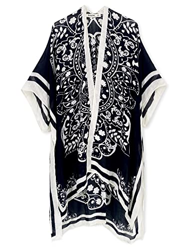 Image of Breezy Lane Women's Kimono Cardigan Summer Swimsuit Coverups Beach Cover Up with Floral Print for Vacation