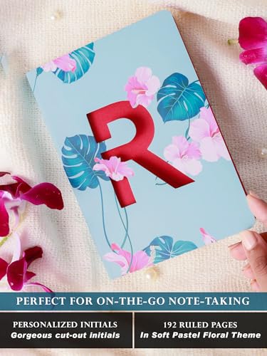 Image of DOODLE Monogram R Diary Gift Set with Tote Bag and Pouch | B6 Soft Bound Ruled Notebook | Stationery Gift Set for Women