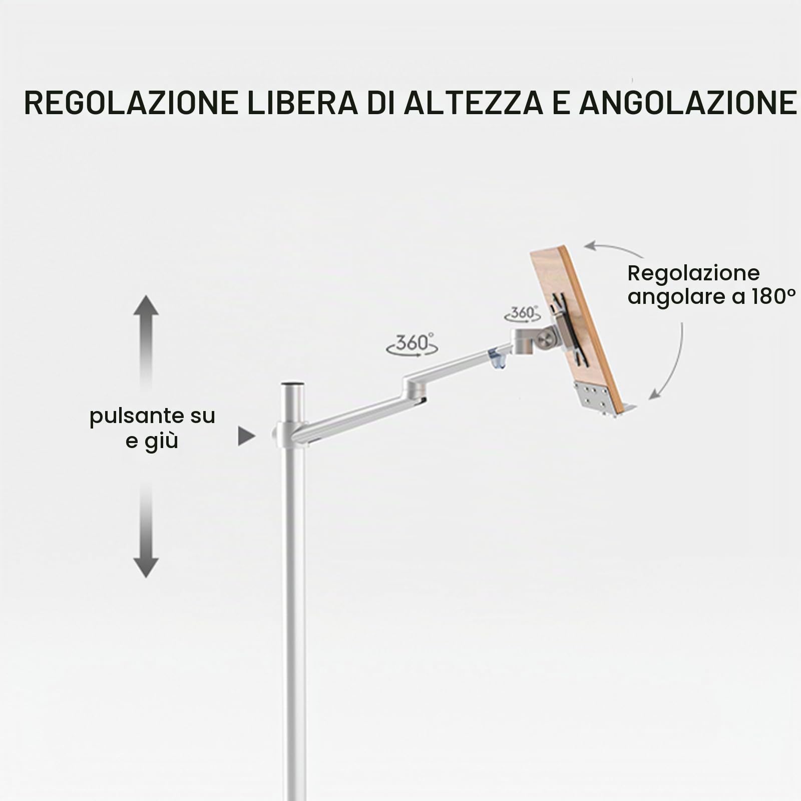 Buhelyc Multifunzione Leggio da Terra, Leggio per Libri da Pavimento, per Leggere A Mani Libere, Tappetino in Legno, Regolabile Altezza E Inclinazione, 2 Clip A Molla, per Casa, Scuola, Cucina