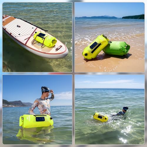 Image of Naturehike 18L Waterproof Dry bags-Roll Top Waterproof Swimming Buoy with Waterproof Phone Compartment, Outdoor Bags Keep Gear Dry for Hiking, Kayaking, Camping, Swimming, Boating（Yellow）