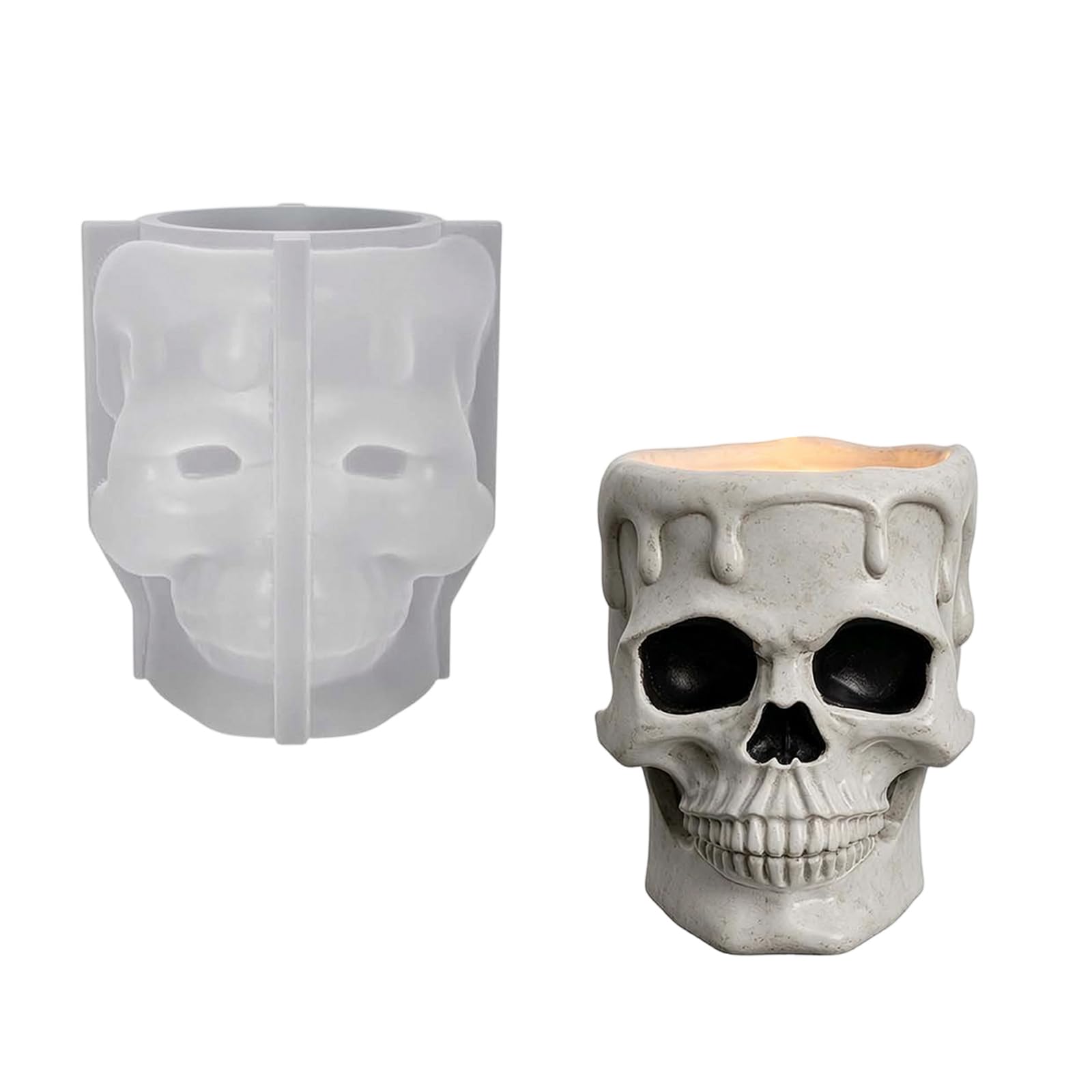 WEILWH Translucent Halloween Mold for Wax Resin Gypsum and Soap Casting, Single Cavity Silicone Tool Home Gypsum Soap Mold