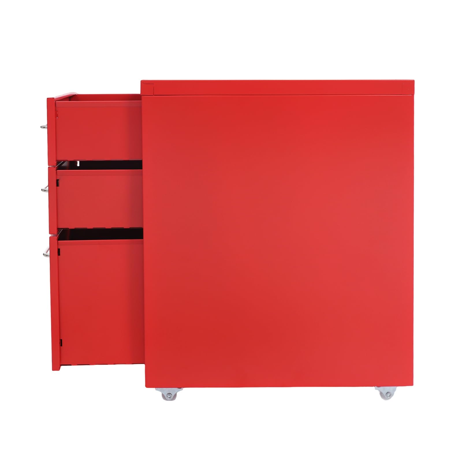 Aktenschrank mit 3 Schubladen Violetter Metall-Aufbewahrungsschrank 41x28x48 cm mit Rollen & Etikettenschlitz & U-förmigen Griffen Moderner mobiler Schrank für Zuhause & Büro (rot)