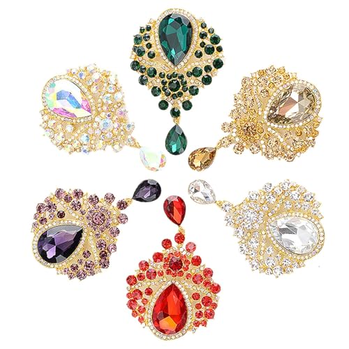 Broche de ramo con diamantes de imitación verdes y fijación segura para ropa de mujer 7