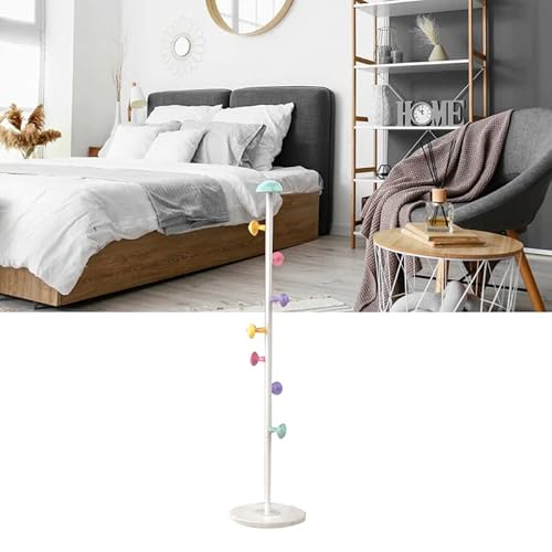 Tyenaza Perchero de Pie, Forma de Hongo Hierro Forjado Independiente Perchero, Perchero de Pie Extraíble con 7 Ganchos, Perchero de Metal para Niños, para Dormitorio, Sala de Estar(Blanco-167cm) - imagen 4