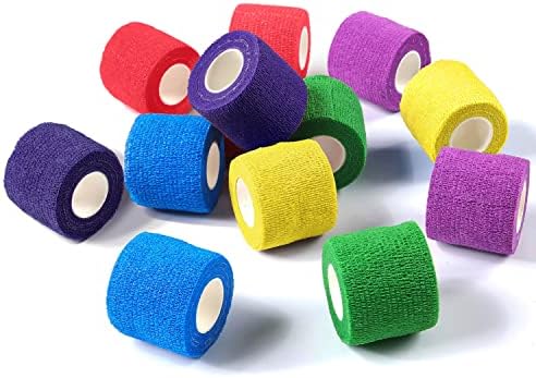 WePet Pet Wrap, Self-Adhesive Non-Woven Tape for Dog Legs, Paws, Wounds, First Aid Cohesive Gauze for Horse, Cat, Bird, Animal, 12 Rolls, 2 Inch