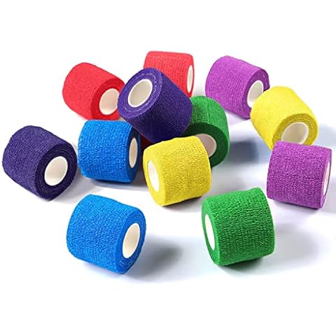 WePet Pet Wrap, Self-Adhesive Non-Woven Bandage, Emergency Cohesive Gauze, for Dogs, Cats, Horse, Birds, Wounds, Wrist Healing, Ankle Sprain, 2 Inch, 12 Rolls Cover