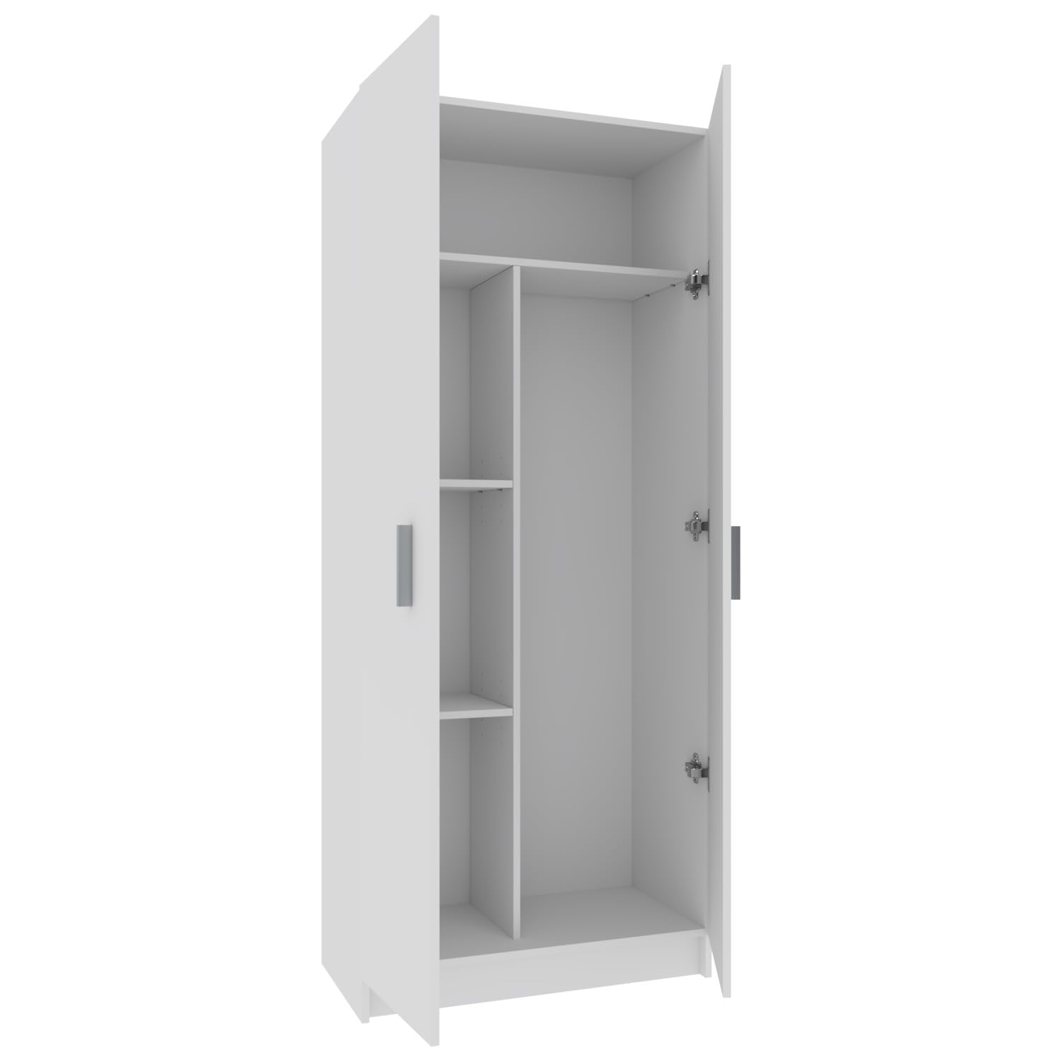 Bricozone Armadio Multiuso In Melaminico Bianco Opaco Con 2 Ante Maniglie Metalliche E Ripiani Interni Spazio Per Scope Asse Da Stiro Elettrodomestici Adatto Per Casa Garage Cucina Lavanderia