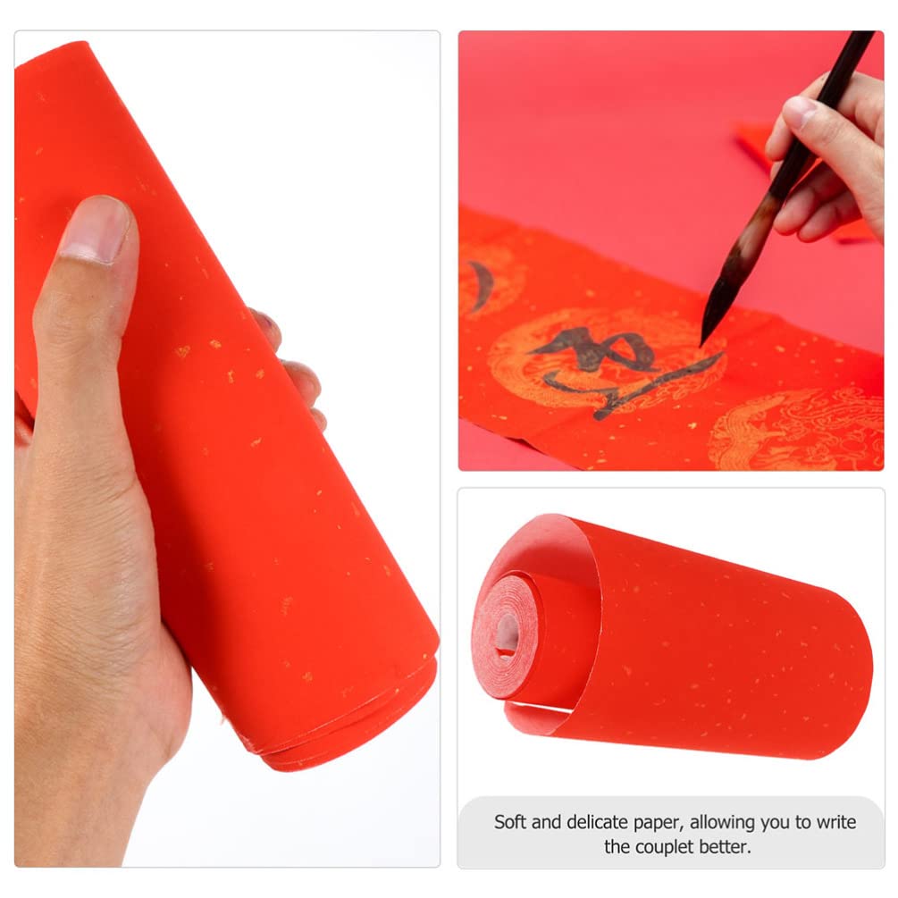 Dekoracje noworoczne, Dekoracja chińskiego nowego roku, 1 rolka papieru wiosennego. Chińskie kuplety. Papier Chunlian. Czerwony papier Duilian. Papier cięty po chińsku