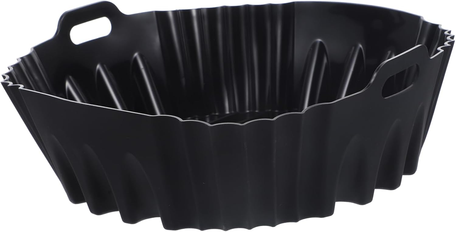 5 個エアフライヤーパンパラエアフライヤーグレーラウンドシリカゲル耐熱皿 (ブラック x 5 個 22X6CMx5 個)