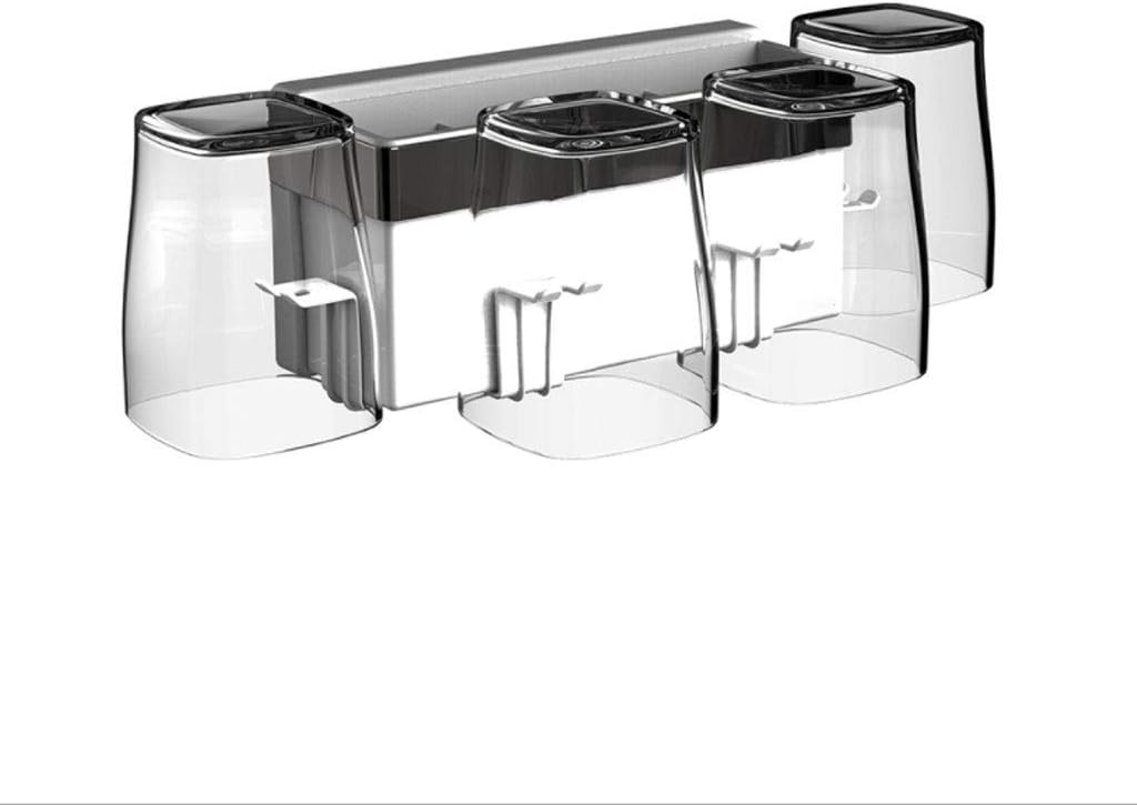 Powerful Suction Cup Plastic Rack Hanging Plastic Toothbrush Holder 4 Mouth Cups 1 Storage Cup Convenient Suitable for Bathroom Toilet