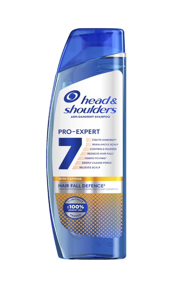 Head & Shoulders Pro-Expert 7 Hair Fall Defense Anti-Dandruff Shampoo 250 ml with Caffeine. Fights 7 Scalp Problems and Provides Protection. Less Hair Loss Clinically Confirmed