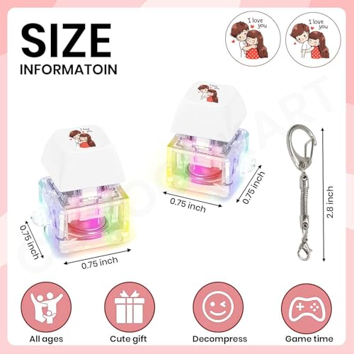 Image of 2 Pcs Cute Couple Keyboard Fidget Clicker Keychain Decompression Toy Button Stress Relief Gift for Adult to Pass the Time (Cute Couple)