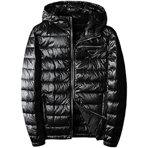 Generic Casaco de inverno quente metálico brilhante curto bomber masculino grande jadket à prova de