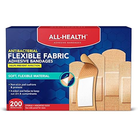 All Health Fabric Adhesive Bandages, Assorted Sizes Variety, 200 Count (Pack of 1) Cover
