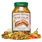 Central Grocery Olive Salad 32 oz, Authentic New Orleans Italian Olive Salad, Original Muffuletta Sandwich Spread, Olive Vegetable Relish for Sandwiches, Salads, Pizza, Seafood, Hot Dogs and Grilled Meats
