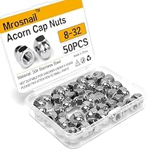 8-32 Acorn Nuts Kit - 50PCS, 304 Stainless Steel, Metric Hex Cap Nut Assortment, Dome Head for Indoor & Outdoor Use