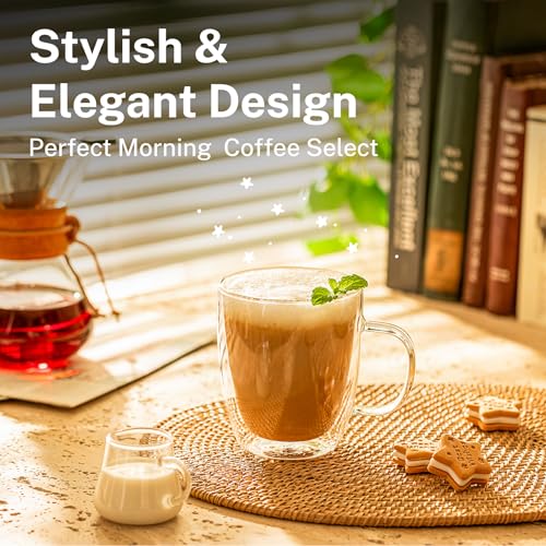 Image of Sweese 12.5oz Borosilicate Glass Coffee Mugs Set of 4 - Double Walled, Clear Cups for Espresso, Latte, Tea