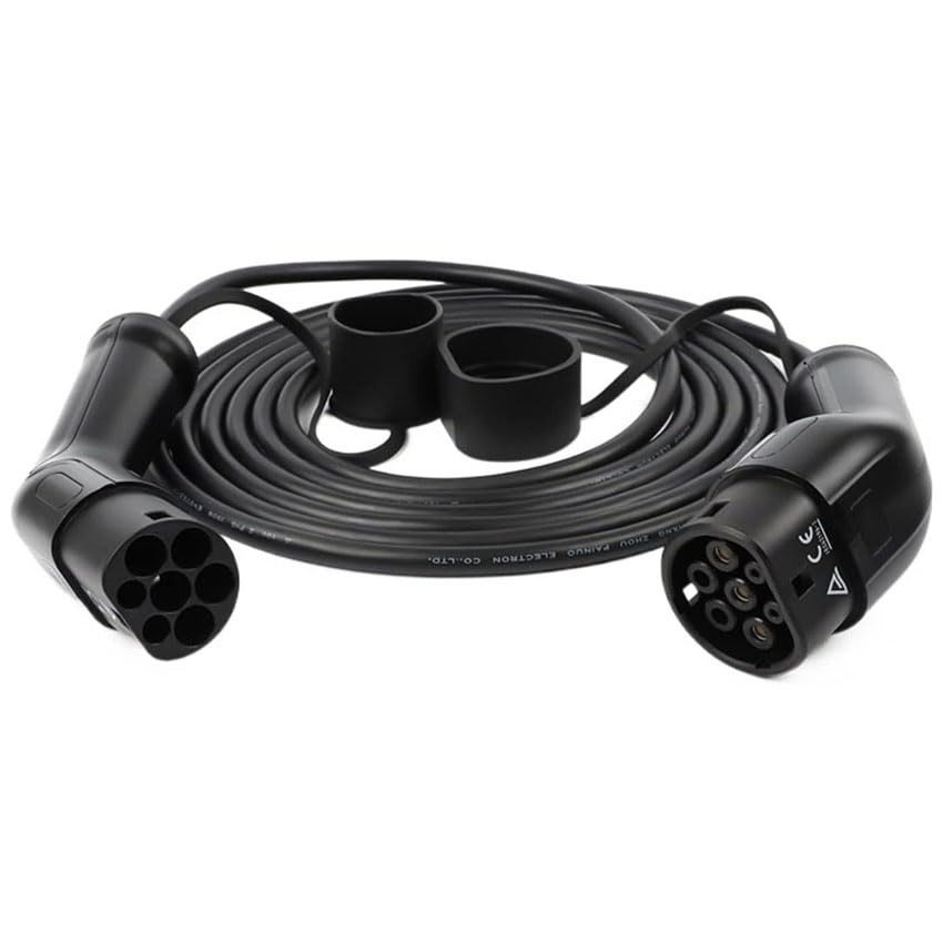 Manguera de Carga para Coche eléctrico, Tipo 2, 5 Metros, 32A, 480V, IP55; Ideal para Recarga Segura y eficiente en Exteriores.