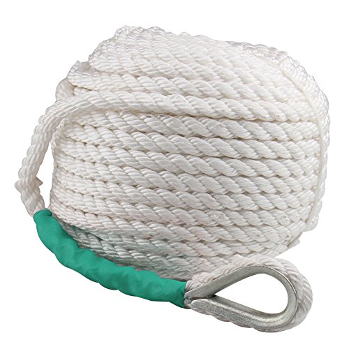Boat Anchor Rope 200 ft x 1/2 inch Polypropylene Rope 3 Strand Twisted Anchor Line for Sailboat Sled...