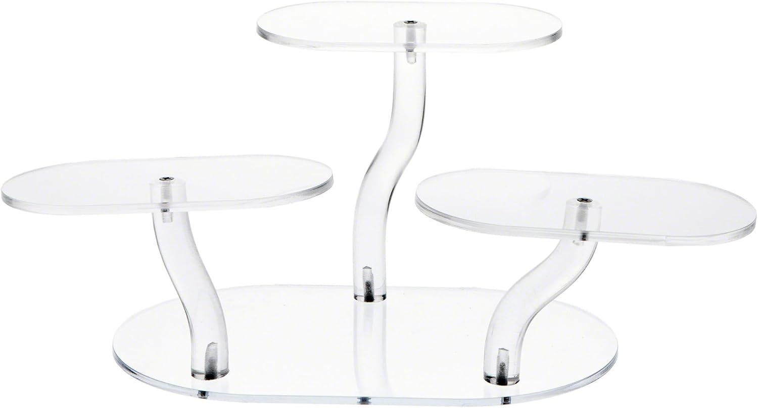 Plymor Clear Acrylic Adjustable 3-Item Display Riser, 6.25" H x 14.5" W x 10.25" D