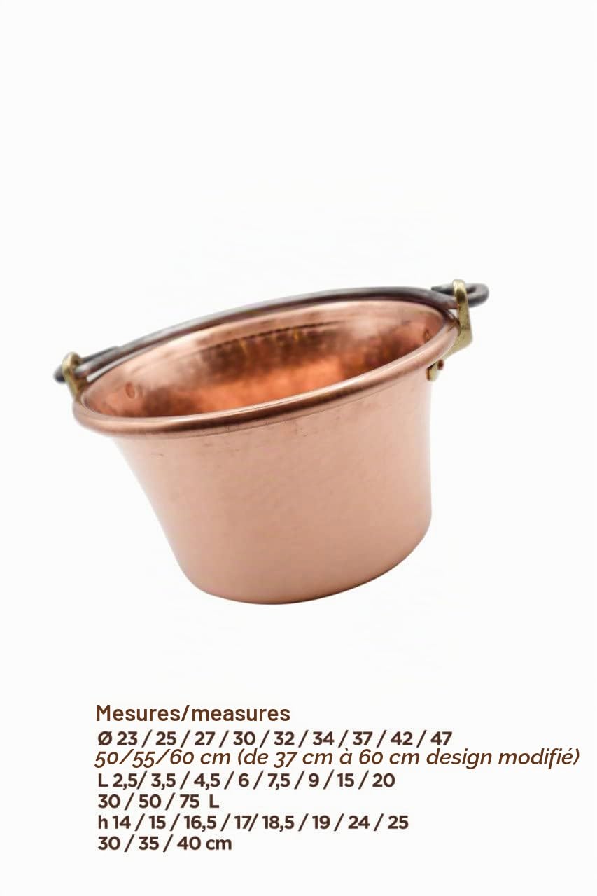 CREARTISTIC Chaudron pour Polenta avec Poignée en Fer Forgé - 25 cm, 3.5L Casserole Cuivre, Massif Martelé à la Main, pour le Fromage et la Pâtisserie, 4/5 personnes, Fait Main - 100% Made in Italy