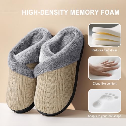 Image of Slippers for Women Fuzzy House Slip on Indoor Outdoor Bedroom Home Shoes | Furry Fleece Lined Ladies Comfy Memory Foam Female Anti-Skid Rubber Hard Sole