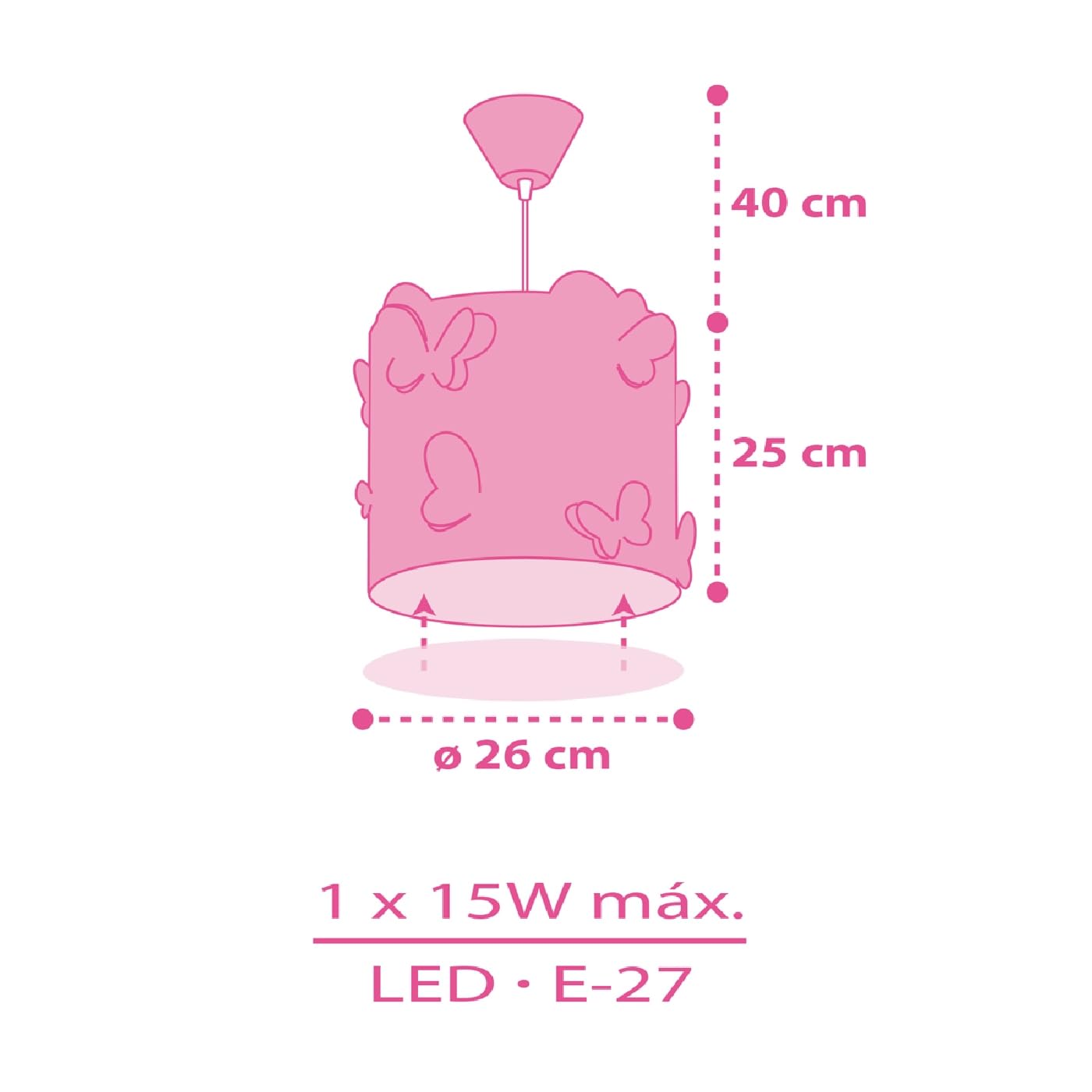 Dalber Lustre Chambre Lampe Suspension Plafonnier Enfants Butterfly E27