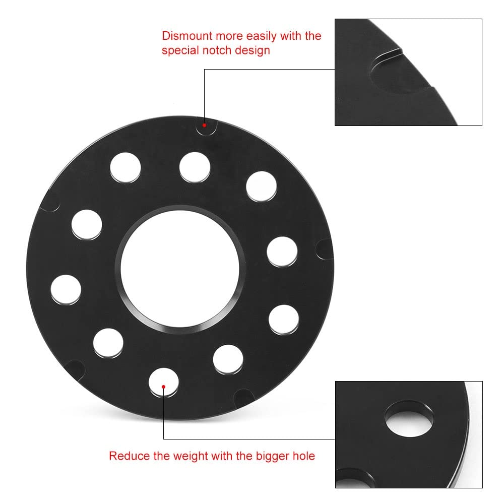 Aleación Aluminio Espaciadores Adaptadores Espaciadores De Rueda De 5mm Y 8mm para Coche para PCD 5x100 5x112 CB 57,1mm Y Pernos De Bola M14 * 1,5(5mm Black)