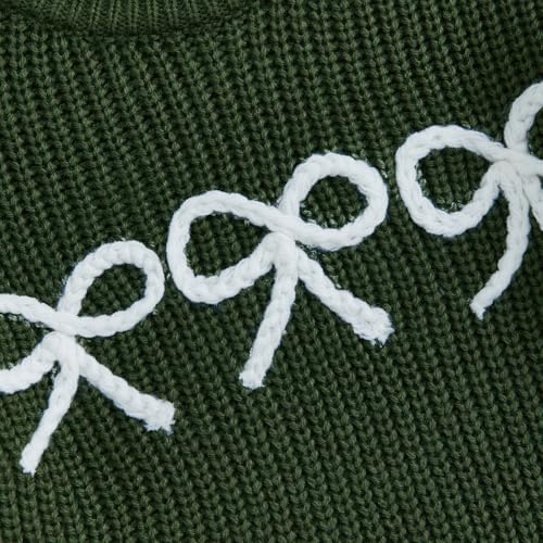 Newborn Girl Casual Sweater Bow Embroidery Warm Knitted Long Sleeve Crew Neck Pullover Infant Knit Winter Clothes3