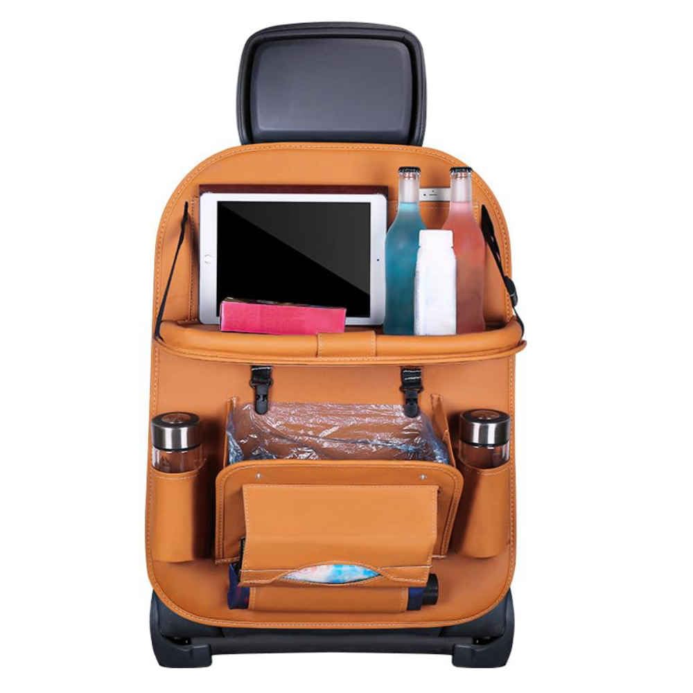 XKINTCS Seat Back Organiser for VW Passat B5 B6 B7 B8 SE Backseat Folding Tray Table Touchscreen Tablet Holder Multi Pocket,normal-D Orange