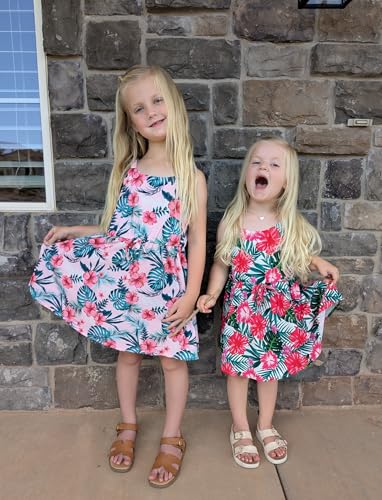 PATPAT Girls Summer Hawaiian Dress Toddler Sling Floral Casual Sleeveless Kids Sundress2