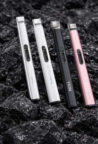 REIDEA Electric Lighter Gift for Candle Lovers, Windproof Flameless USB Rechargeable Arc Retractable Lighter with Safe Button and Power Indicator for Candle, BBQ and Fireworks, R1 Flat, Obsidian Black - image 5