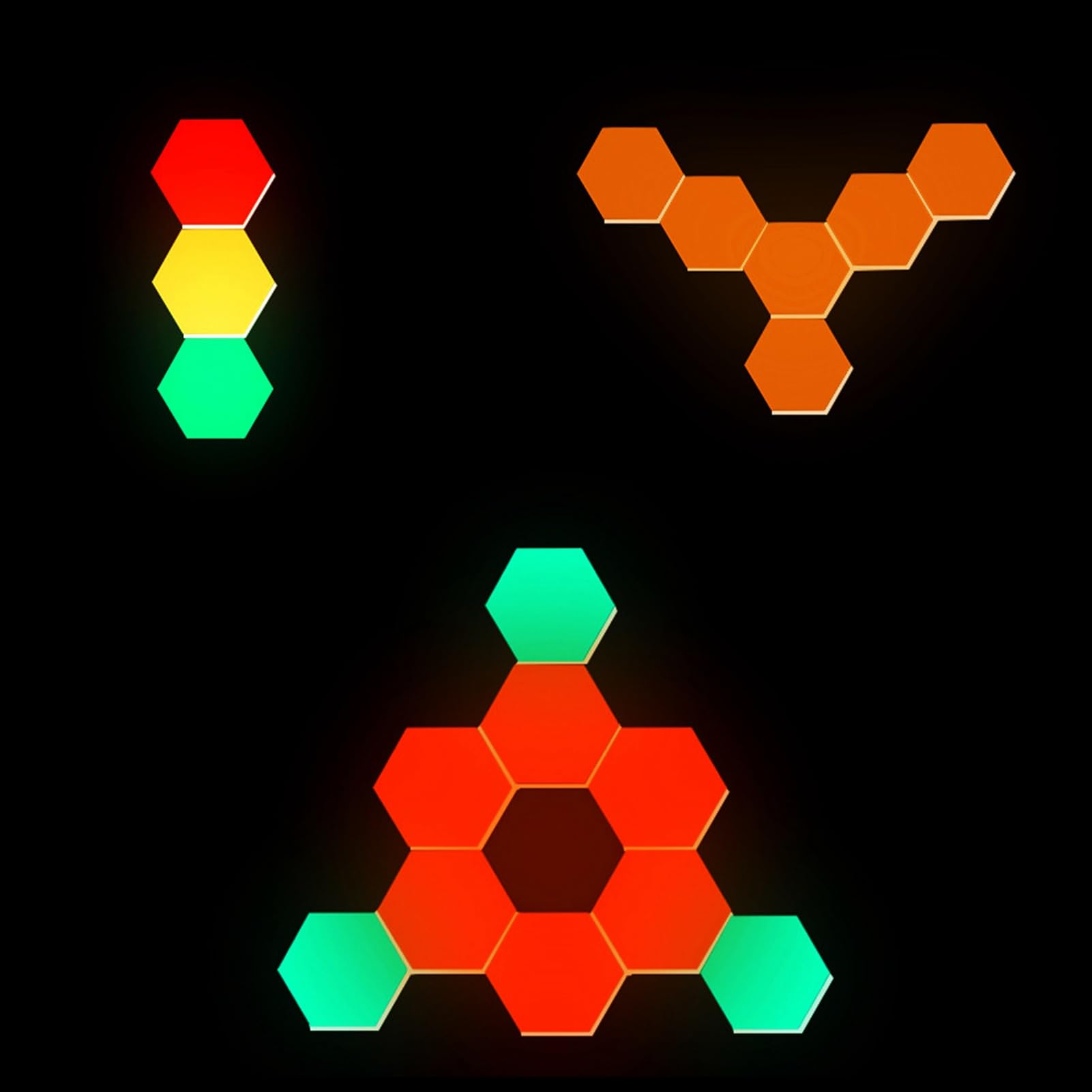Kavolet Lampada da parete da gioco esagonale a LED, pannello RGB esagonale da 8 pezzi, luce a nido d'ape da gioco con controllo vocale WiFi BT Graffiti fai-da-te, lampada da parete con atmosfera | Esagonale Gaming RGB Pannelli luminosi a nido d'ape con co