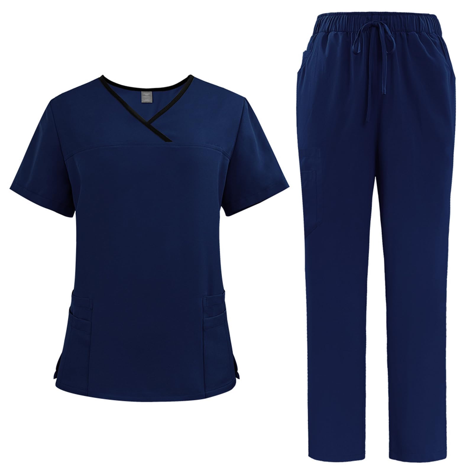 Scrubs dla kobiet Split Suit dekolt w serek top i spodnie do biegania z czterema kieszeniami czysty kolor szybkoschnące medyczne mundury pielęgniarskie DK51