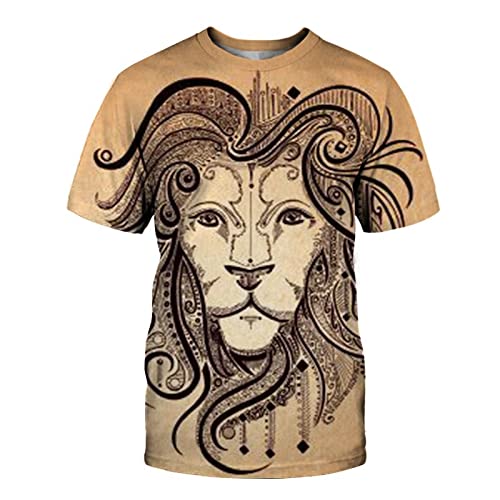 Men's T-Shirt 3D Animal Abstract Elements Retro T-Shirt Casual Short Sleeve Round Neck T-Shirt Personalized Casual Shirt