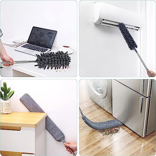 Feather Duster 7PCS Dusters for Cleaning Extendable Telescoping Extension Pole 30 to 100 Inches, Long Handled Duster with Gap Cobwebs Brush Bendable Washable Long Duster for Ceilings Furniture by Mydrea - Used condition - Image 4
