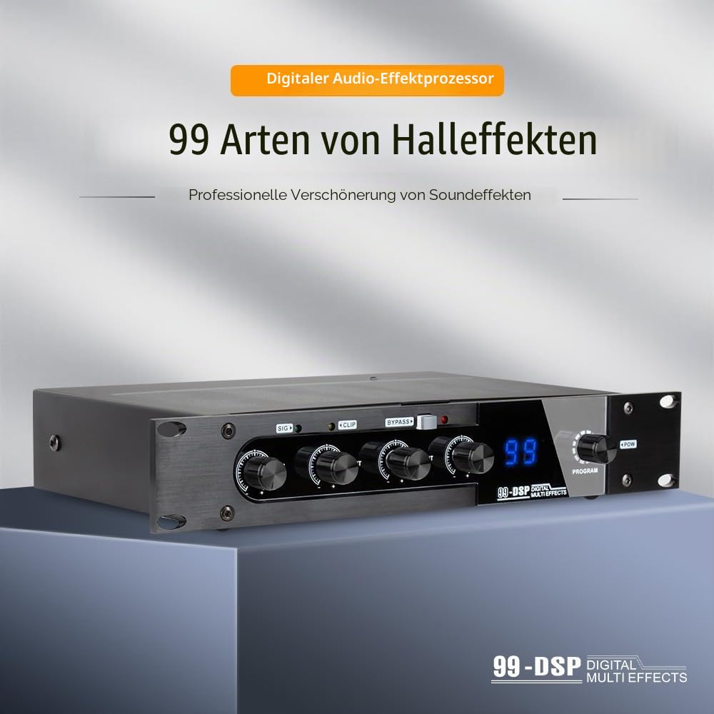 Karaoke-Mixer, Reverberator 99 DSP digitale Stereoskop-Sound-Effekte, KTV-Mikrofon mit BT Reverb für Theateraufführungen, DJs, Geschäftsreden