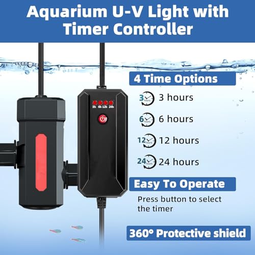 Image of Aquarium UVC Clean Light 7W Algae Clear Green Bloom Clean Fish Tank UVC Water Clean Lamp for Sump Pond Filter Tank (Aquarium UVC-WaterClarifier)