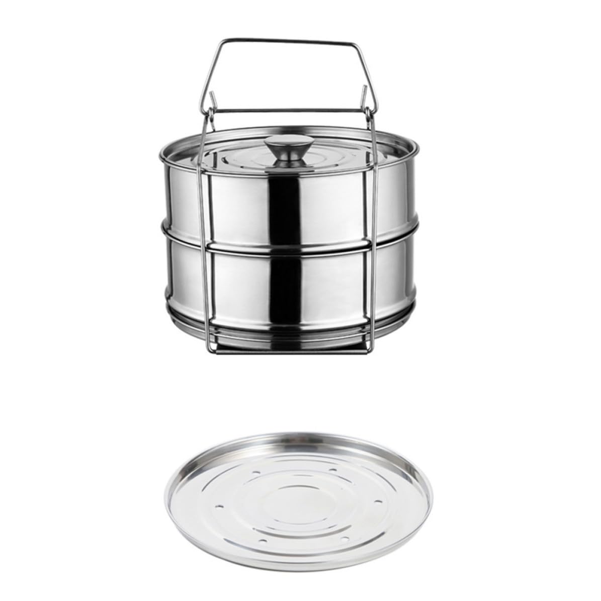 Vaporera de Doble Capa de Acero Inoxidable Plata para Cocinar al Vapor