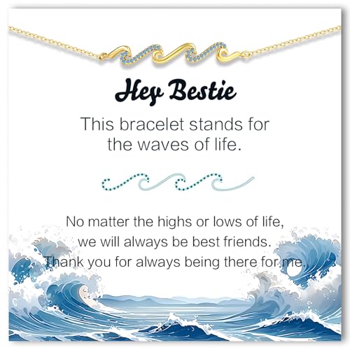 C-leen Friend Gifts 14K Gold Plated Wave Bracelets Dainty Best Friend Birthday Gifts for Women