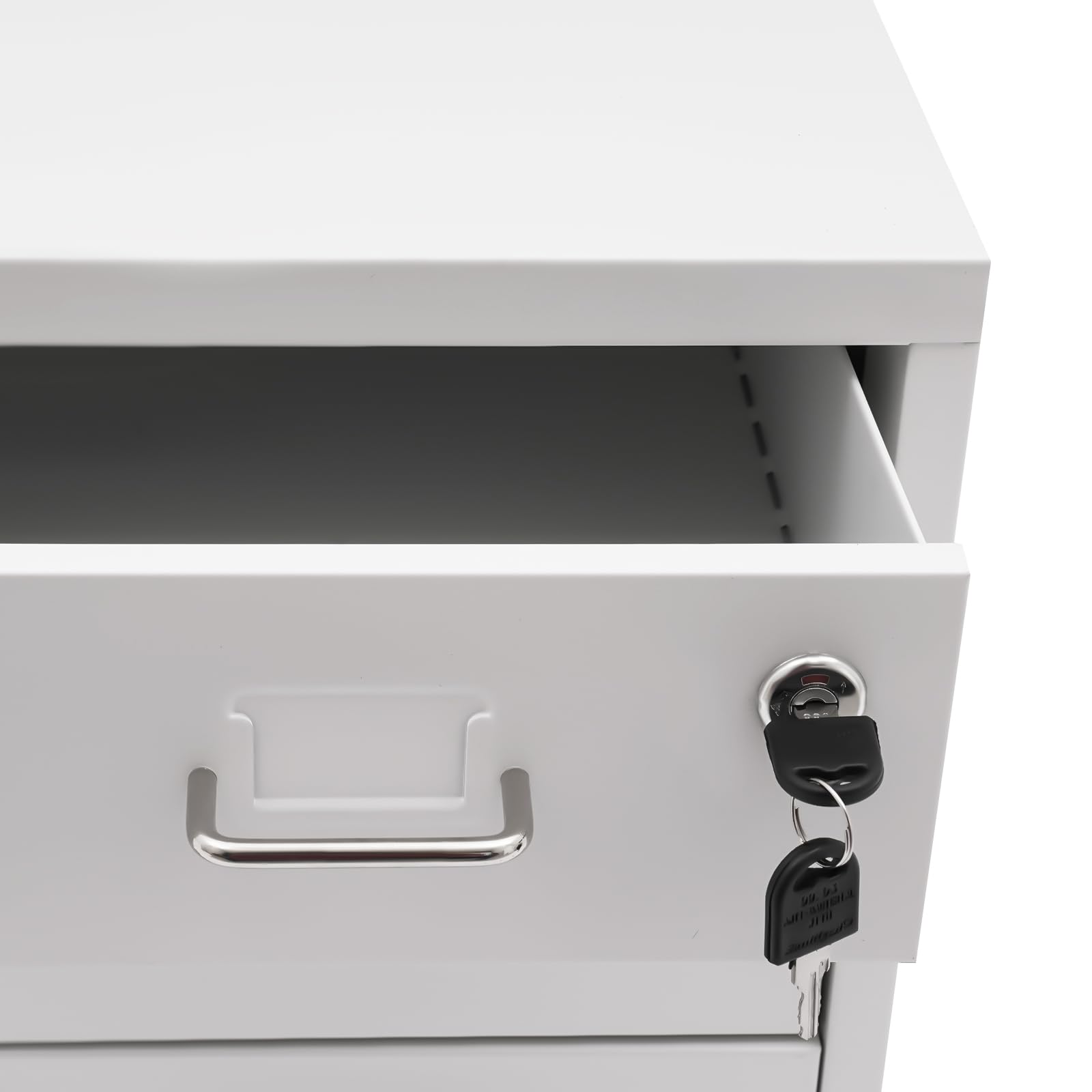 Archivador vertical con cerradura, almacenamiento de metal rodante de 3 cajones para suministros de oficina y archivos estándar, diseño móvil con ruedas, solución de organización segura