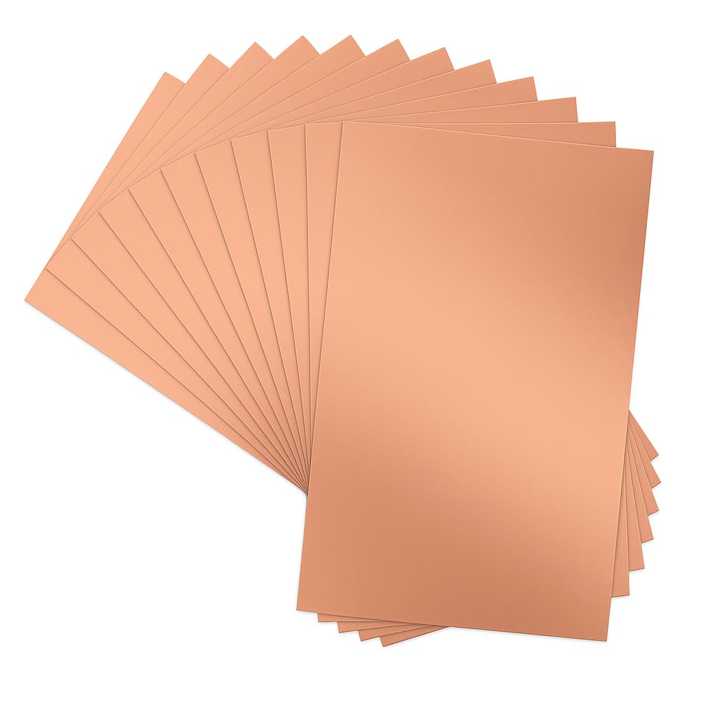 12 pz Lastre lastrine in Rame Alluminio anodizzato Spessore 0,1mm Formato Fogli 15x30 cm per sbalzo Incisione Scuola Belle Arti targhe
