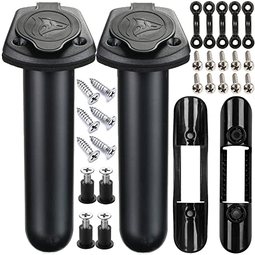 Borogo 2Pcs Kayak Fishing Rod Holder & 2Pcs Kayak Paddle Holder Clips(Including Screws) for Kayak, Fishing Boat, Canoe and Fishing Tackle Accessory Tool