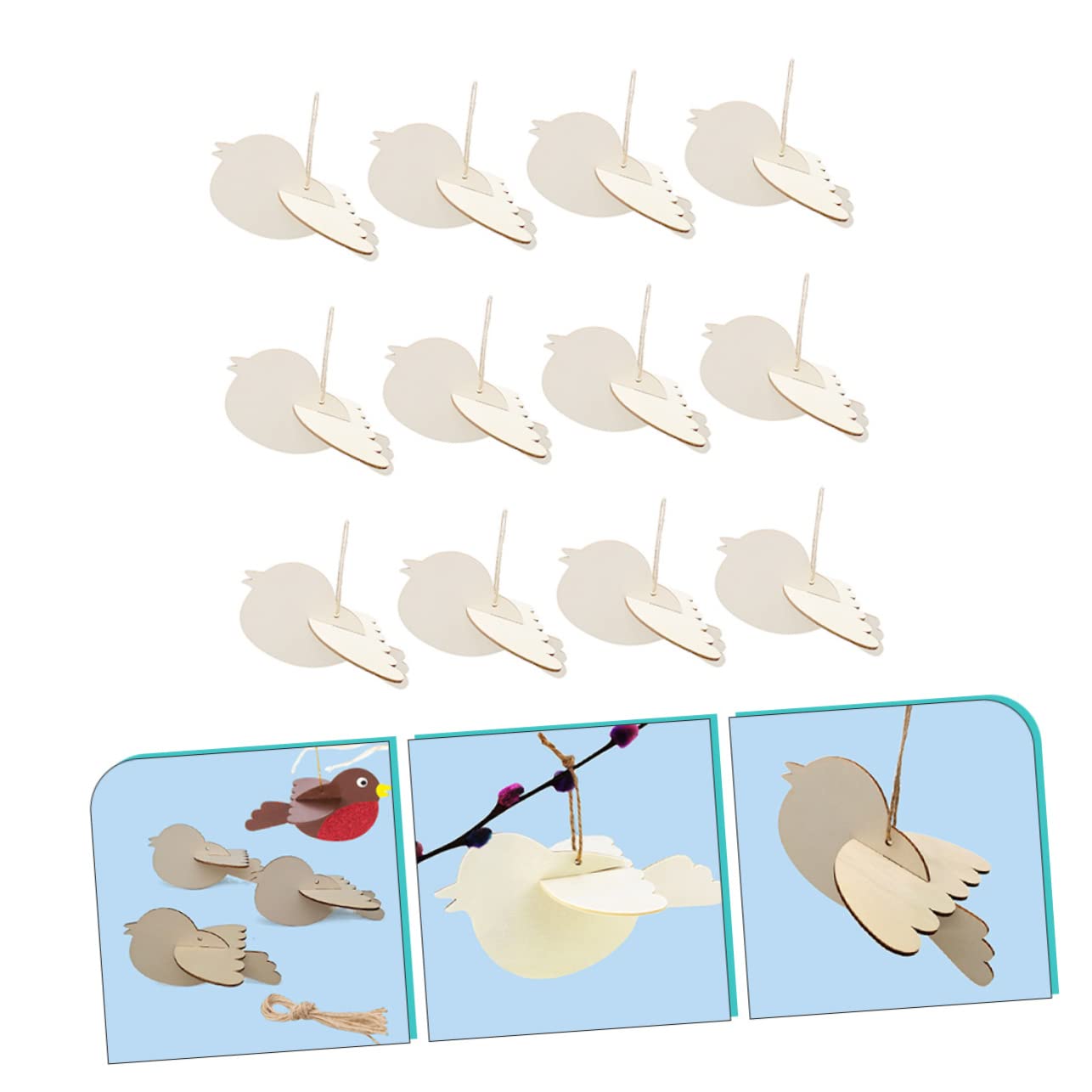 50 Stück DIY Holzvogel Anhänger - Unfertige Mini-Vogelscheiben Für Basteln, Scrapbooking & Deko