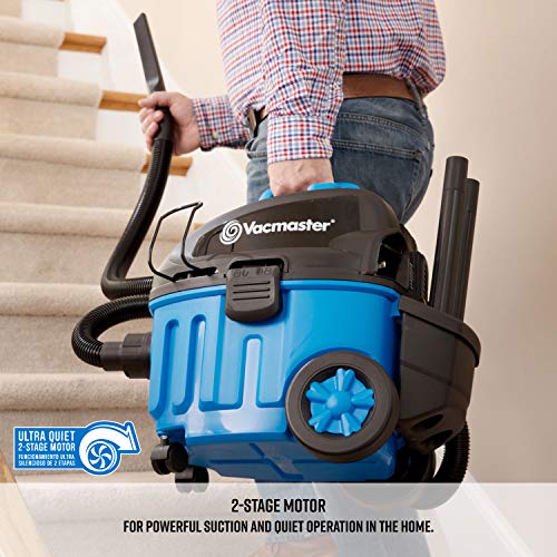 Vacmaster 4 Gallon, 5 Peak HP with 2-Stage Industrial Motor Wet/Dry Floor Vacuum, VF408, Blue - Thumbnail 6