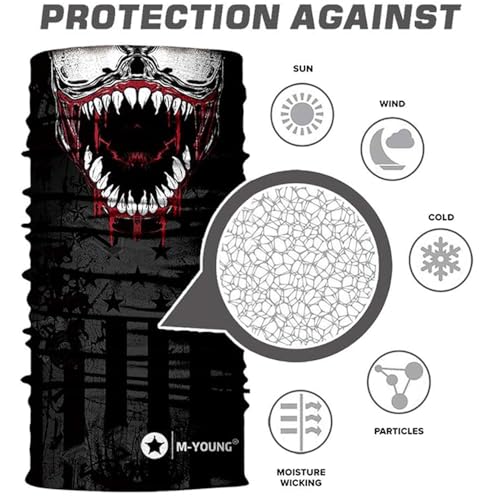 Image of Skull Face Sun Mask Half,Bandanas,Neck Gaiter, Headwear, Headband for Fishing, Hunting,Yard Work