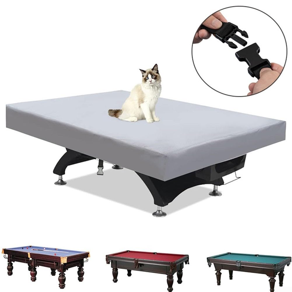 Copertura per tavolo da biliardo resistente alle intemperie con panno in poliestere 210D durevole e coulisse elastica per un uso esterno sicuro (grigio, 2,4 m)