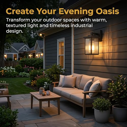hameso Black Wall Mount Porch Lights Modern Outdoor Lighting Fixtures - image 2