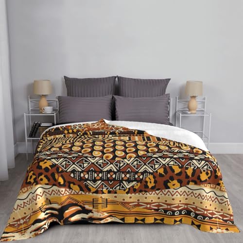 Couverture style africain en flanelle douce pour canapé et lit