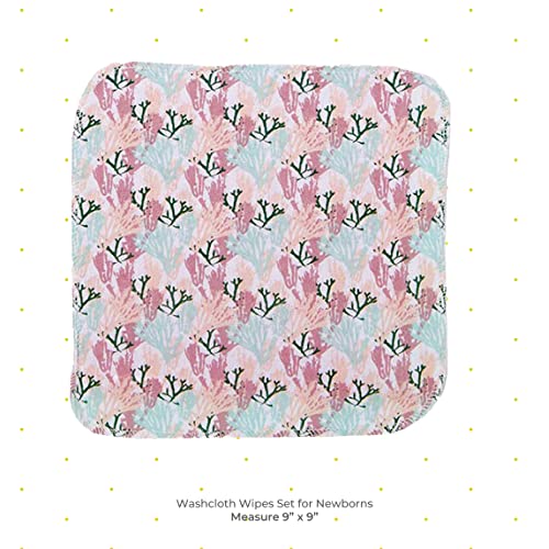 Image of Spasilk Washcloth Wipes Set for Newborn Boys and Girls, Soft Terry Washcloth Set, Pack of 20, Pink Coral